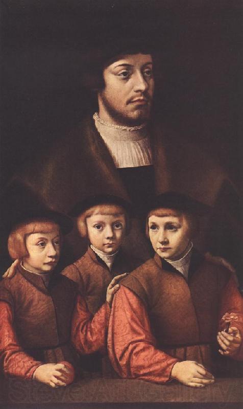 BRUYN, Barthel Portrait of a Man with Three Sons Germany oil painting art